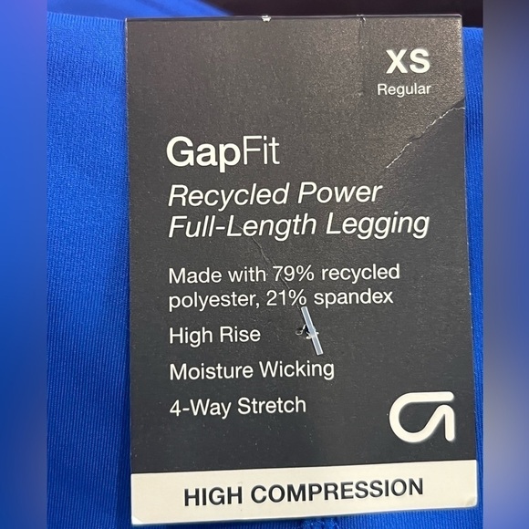 NWT Gap GapFit blue recycled power full length high compression blue leggings XS - Picture 6 of 12
